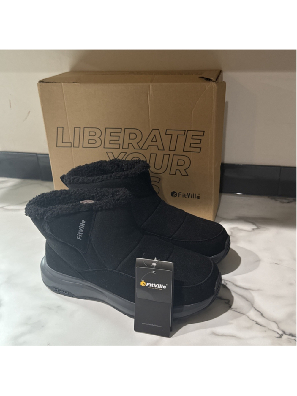 FitVille Boots Women’s 11 EW CozyCore Boots V17 Black Extra Wide Winter New